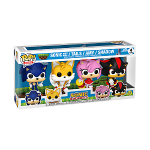 Funko Pop! Games Sonic The Hedgehog Sonic, Tails, Amy And Shadow 4 Pack Exclusivo Glow
