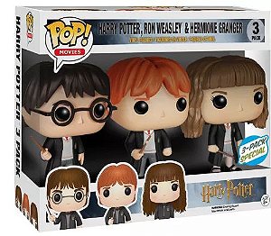Funko Pop! Filme Harry Potter Ron Weasley Hermione Granger 3 Pack Exclusivo
