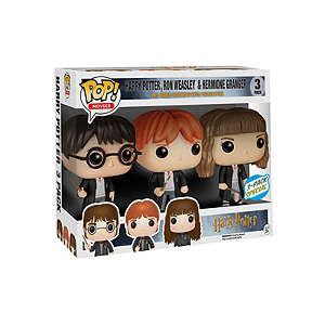 Funko Pop! Filme Harry Potter Ron Weasley Hermione Granger 3 Pack Exclusivo Edição Colecionador