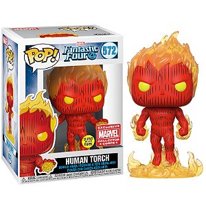 Funko Pop! Marvel Fantastic Four Quarteto Fantastico Human Torch 572 Exclusivo Glow