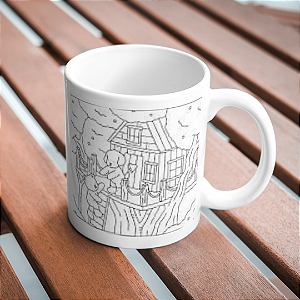 Caneca Sublimática para Colorir – Tema Bobie Good + 6 Canetinhas + 6 Artes Extras (10x10 cm)