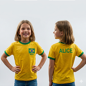 Camiseta Bordada Brasil Personalizada Nome