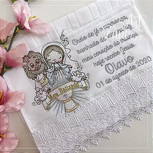 Toalha de Boca Bordada para Batizado