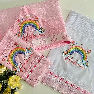 Kit Enxoval Bebê 3 Peças Toalhas e Fralda