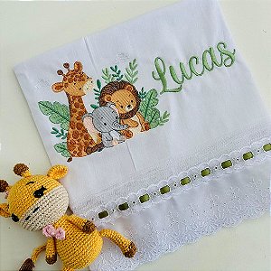 Fralda de Ombro Safari Personalizada Bordada