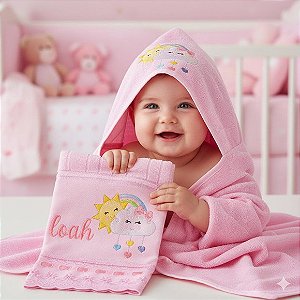 Toalha Banho Capuz + Toalha Boca Dohler Bebê