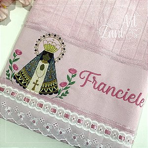 Toalha de Banho Bordada Nossa Senhora Aparecida