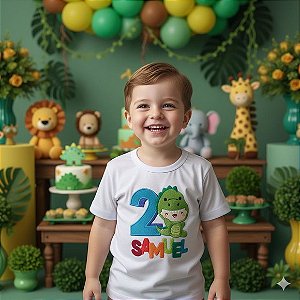 Camisetinha Bordada Dino Baby Infantil