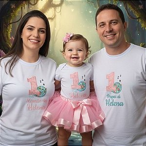 Kit 3 Camisetas Família Jardim Encantando