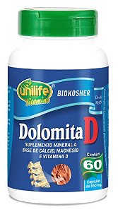 Dolomita D Cálcio Magnésio Vitamina D - Unilife 60 Cápsulas