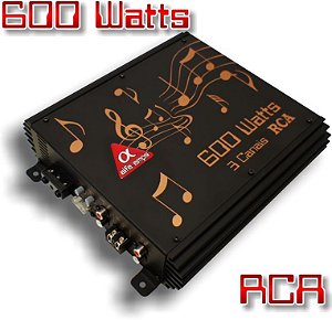Amplificador RCA Alfa Amps 600W RMS 3 Canais - para Subwoofer, Woofer, Driver Corneta, Super Tweeter, 6x9 e Kit 2 Vias