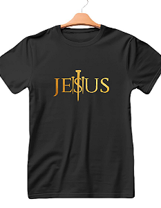 Camiseta Estampa Jesus no Dourado Moda Cristã
