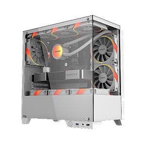 Gabinete Gamer Pcyes Forcefield TWR White Ghost, Lateral e Frontal em Vidro, Sem Fans - GFFTWRWG
