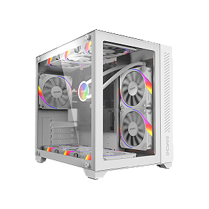 Gabinete Gamer PCYES FORCEFIELD WHITE GHOST - Frontal e Lateral em Vidro, sem Fan - GFFWGP