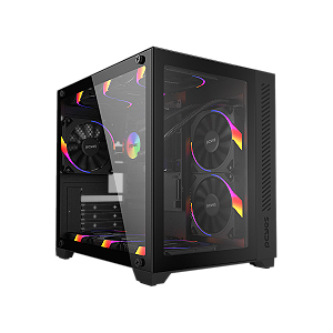 Gabinete Gamer PCYES FORCEFIELD BLACK VULCAN - Frontal e Lateral em Vidro, Sem Fan - GFFBVP