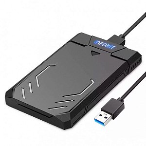 CASE P/ HD 2.5" USB 3.0 PRETO COM LED INFOKIT