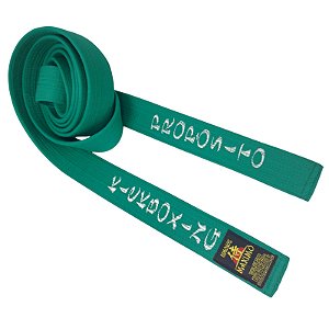 Faixa verde bordada KICKBOXING e nome Modelo Premium