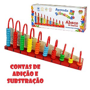 Ábaco Infantil Educativo 10 Hastes Escolar Brinquedo Madeira