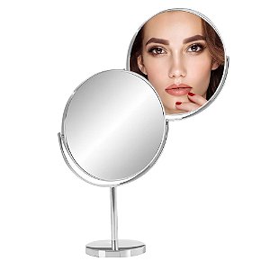 Espelho De Mesa Giratório Dupla Face Aumento 5x Maquiagem