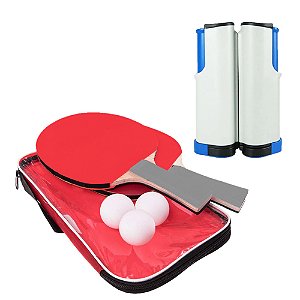 Kit Ping Pong Rede Retrátil 2 Raquetes Tênis Mesa 3 Bolinha