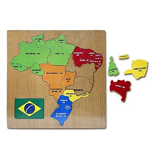 Tabuleiro Mapa Do Brasil 3d Quebra Cabeça Encaixe Colorido
