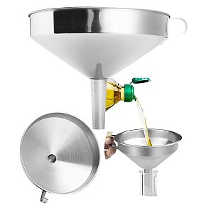 Funil Grande Inox 16cm Coador Com Alça Multiuso Garrafa Óleo