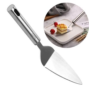 Faca De Bolo Serrilhada Aço Inox Espátula Cortar Pizza Pudim