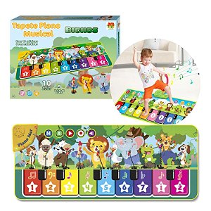 Tapete Atividades Piano Musical Bichos Bebê Infantil Luz Som