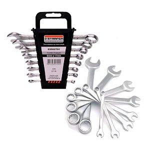 Jogo Chave Combinada Boca Estrela 6 A 17mm Resistente 8 Pcs