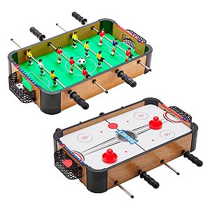 Pebolim Totó Futebol Hockey De Mesa Jogo 2 Em 1 Mdf Infantil