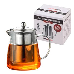 Chaleira De Vidro Infusor De Chá Inox 700ml Bule Requinte
