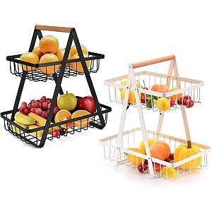Fruteira De Mesa 2 Andares Cesto Organizador Frutas Legumes
