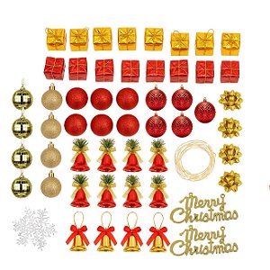 Decoração Natal Kit 60 Enfeite Natalinos Pisca Pisca 5m Bola