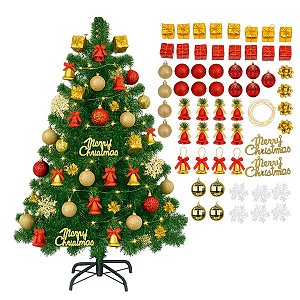 Árvore De Natal Decoração Natalina 1,5m 60 Enfeite Led Pisca