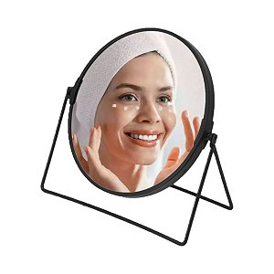 Espelho De Mesa Maquiagem Ótica Dupla Face Aumento 3x Metal