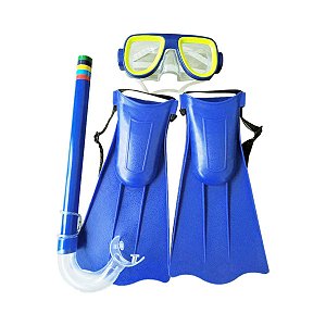 Kit Mergulho Infantil Snorkel Óculos Nadadeira Praia Piscina