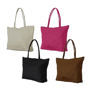 Bolsa De Praia Piscina Feminina Palha Com Zíper Bolso Verão