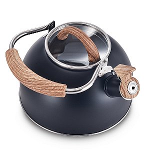 Chaleira De Inox 2 Litros Com Apito Indução Gás Tampa Vidro