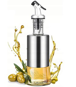 Galheteiro Vidro 200ml Com Dosador Porta Azeite Vinagre Inox