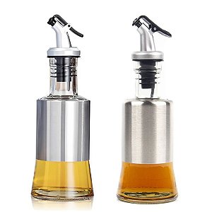 Kit 2 Galheteiros Vidro 200ml Azeite Vinagre Bico Dosador