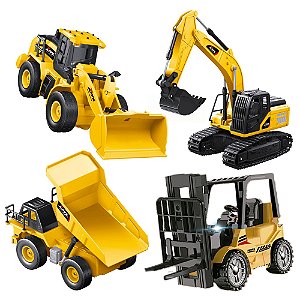 Trator De Controle Remoto Construção Brinquedo Recarregável