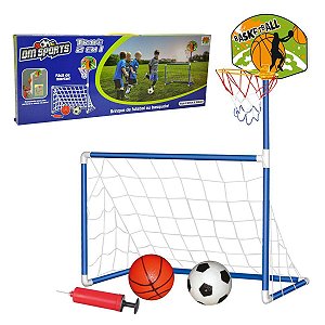 Golzinho Kit Trave 2 em 1 Futebol ou Basquete Rede e Tabela