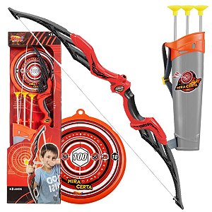 Brinquedo Arco Flecha Infantil Mira Certa Alvo Aljava 65cm