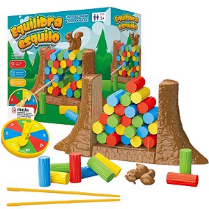 Jogo Equilibra Esquilo Com Roleta Infantil Pais e Filhos