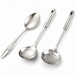 Kit Jogo de Talheres de Cozinha em Inox 3 Peças