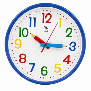 Relógio de Parede Redondo Colorido Educativo Silencioso 25cm