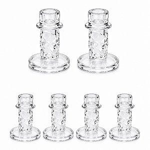Kit Castiçal de Vidro Porta Vela Enfeite Minimalista 10 cm