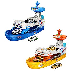 Barco Guarda Costeira com 3 Carrinhos Fricção Som e Luz