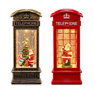 Enfeite de Natal Cabine Telefonica Decorativa com Luz 27 Cm