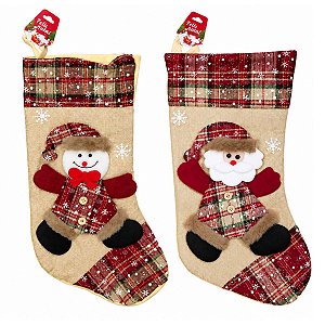 Bota Meia Natalina Decorativa Enfeite de Natal para Pendurar